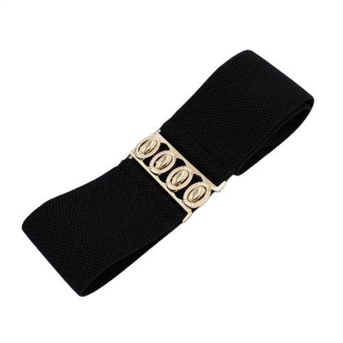 Sort elastikbælte med guldfarvet spænde