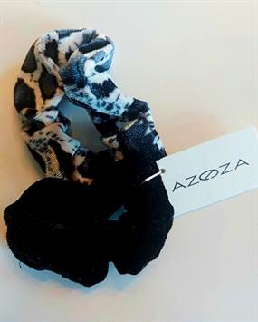 Sort og leopard - velour scrunchies
