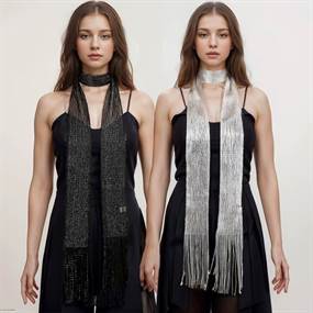 Sort og sølv glitter tørklæder - sæt