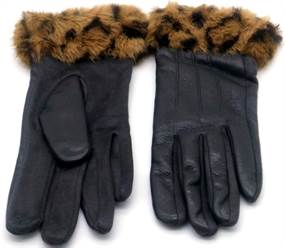 Imiteret læder handsker, sort med leopardmønstret kunstpels