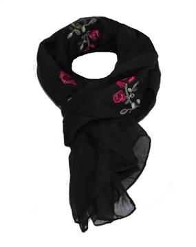 Køb sorte tørklæder med roser