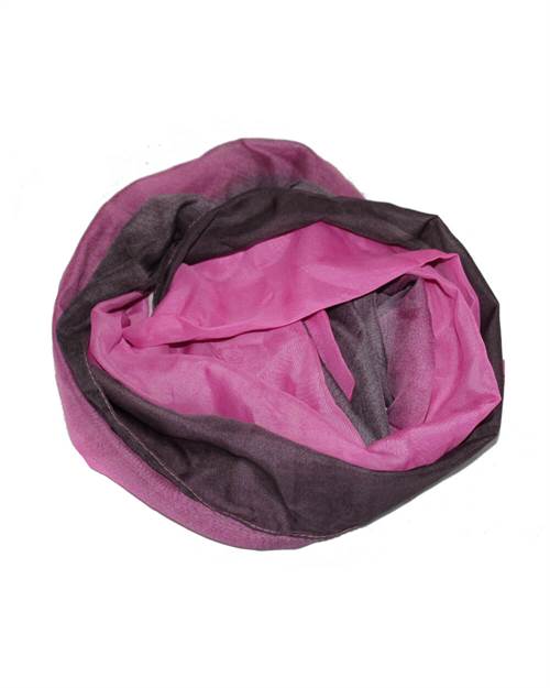 Tofarvet tørklæde i pink og mørk blomme