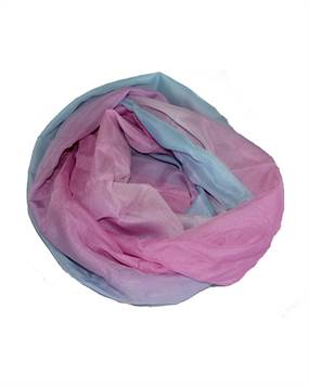 Tofarvet tørklæde i blå og lyserød