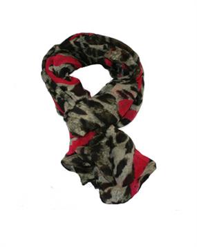 Køb tørklæde med røde hjerter og leopardprint
