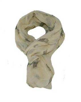 Køb hvidt tørklæde med grå ugler online